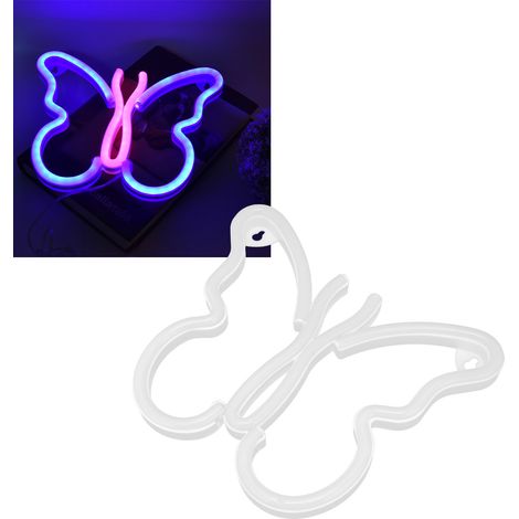 Lampe murale néon papillon pour chambre, veilleuse LED néon alimentée par USB/piles, idéale pour les filles, les enfants, le salon, un bar, une chambre d'étudiant ou toute autre pièce. Lumière bleue e (1/5)
