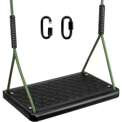 Siège de balançoire robuste, ensemble de balançoire d'arbre antidérapant avec corde réglable, accessoires de balançoire pour aire de jeu pour enfant, intérieur/extérieur, arrière-cour (Noir) (1/5)