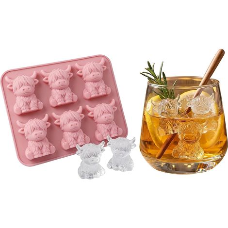à glaçons 3D en silicone forme de vache des Highlands pour whisky, (1/5)