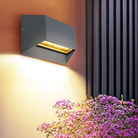 Außenleuchte Fassadenlampe Wandlampe anthrazit Balkonleuchte Wandleuchte, LED 12 Watt 1093Lm warmweiß, BxHxT 7,5x18,7x8,2 cm