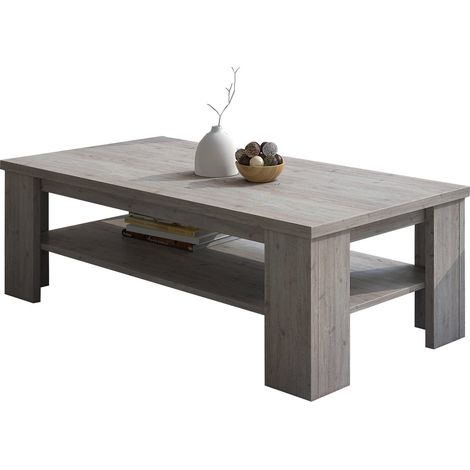 Carlazzo Couchtisch, ein Fach, rechteckig, Tischplatte in Grau Eichenoptik, 130x67x41h cm, Grau Eichenoptik
