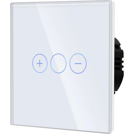 Interrupteur Variateur,Interrupteur Tactile Gradateur,Blanc,86mm Interupteur Tactile avec Voyant Lumineux, Rétroéclairage LED, Verre anti-empreintes, Dimmer 1 Gang 1 Voie (1/5)