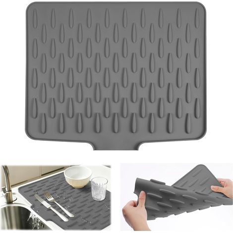 Tapis Incliné de Comptoir Fabriqué à Partir de Gel Souple, Tapis de Drainage en Silicone Multifonctionnel et Pliable, Séchage Rapide Antidérapant Protection Thermique pour Vaisselle (1/5)