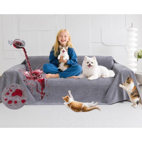 1 Housse De Canapé,Imperméable,Antidérapante,Protection Chat,380x180cm,Salon (1/5)