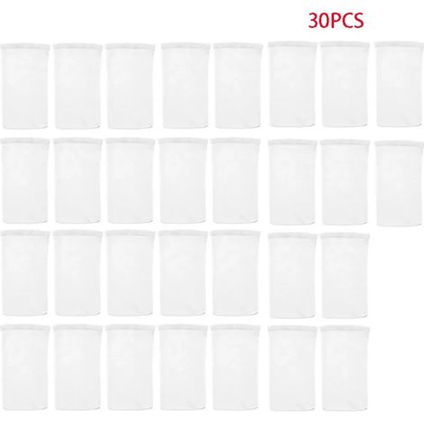 Accessoires de piscine (30 pièces blanches) Chaussettes de rangement pour filtres de piscine en nylon, pour paniers et skimmers. Accessoires de piscine blancs. (1/5)
