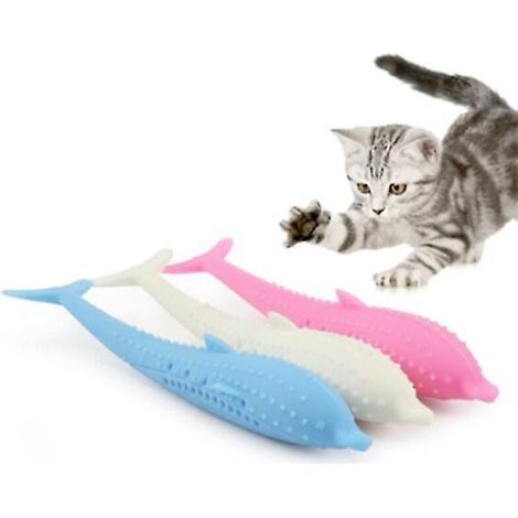 Rosa weiche Silikon-Katzenzahnbürste, interaktives Kauspielzeug mit Katzenminzenduft zur Zahnreinigung. (1/5)