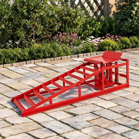 Rampes de levage hydrauliques 5T avec vérins rouge en fer (1/5)