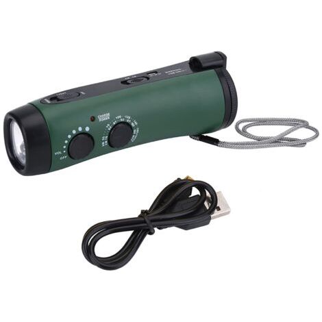 Radio d'urgence Lampe de Poche LED Radio d'urgence manivelle Solaire Lampe de Poche Portable (1/5)