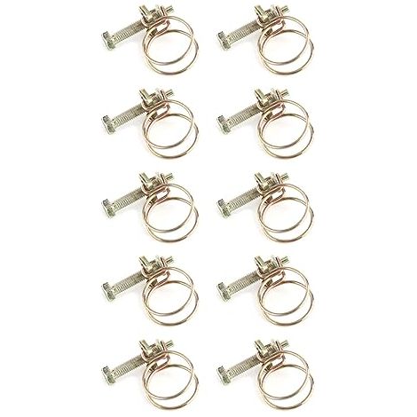 Jeu de Colliers Serrage Réglables pour Tuyau D'eau à Double Fil, zingué la Fixation Plomberie, 10 Pièces, Attaches Clamp/Holder Tube (19 mm (16-19)) - (1/4)