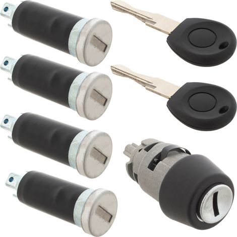 Kit de 5 pièces comprenant : insert de contacteur d'allumage et 4 inserts de serrure de porte pour VW Transporter T4 (1990-2003). (1/2)
