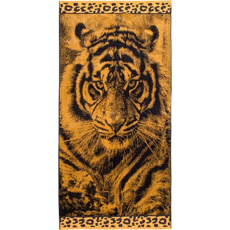 Telo Mare Jacquard Spugna Asciugamano Spiaggia Disegno Safari Tigre (1/4)