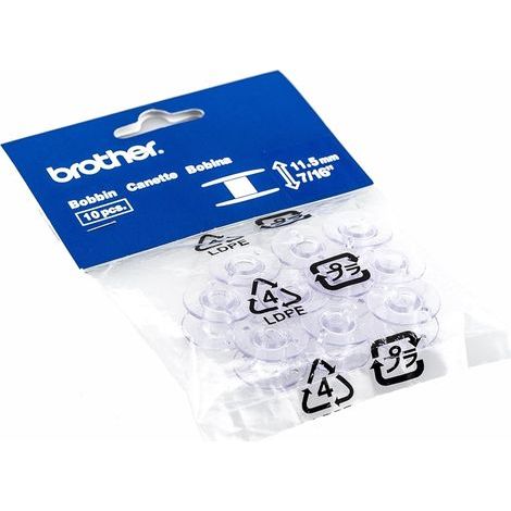 Paquete de 10 carretes de hilo - Canilla de plástico - Carga superior - Para máquina de coser Brother - Transparente - 1,1 cm