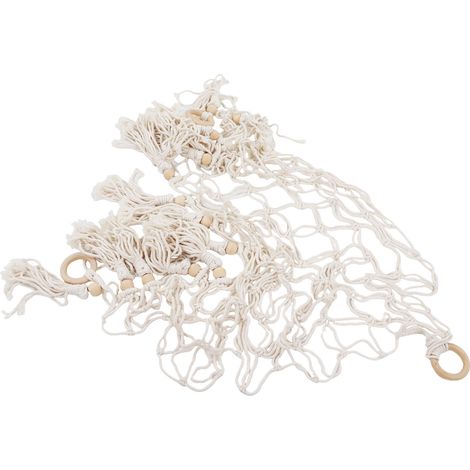 Un hamac triangulaire de style bohème, en corde de coton tressée, avec une moustiquaire pour ranger les peluches, pour garçons et filles. (1/5)