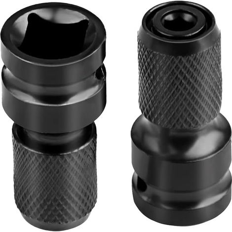 Embout pour visseuse 1/2' carré à 1/4' hexagonal – Alliage haute résistance – Adaptateur pour clé à chocs et perceuses – Lot de 2 pièces (1/5)