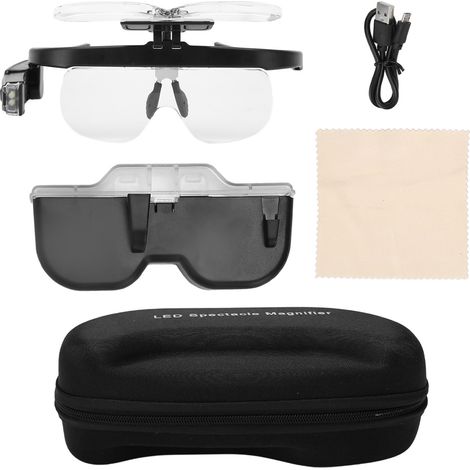 Loupe Frontale à LED Rechargeable avec 2 Lentilles Amovibles, Loupe de Précision Mains Libres pour Travaux de Détail (1/5)