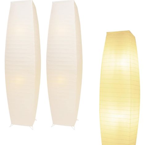 46 Inch Paper Floor Lamps with Lampshed, White Paper Daylight Living Room Lamp, Foot Switch, Ideal as Paper Floor Lamp for Living Room and Bedroom (2-PK) (1/5)