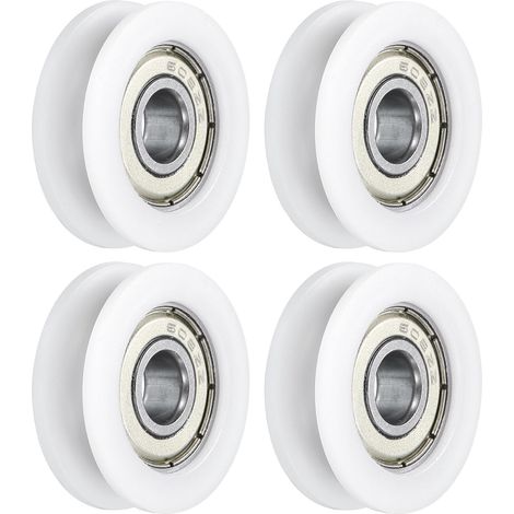 4Pcs U608ZZ Pom Poulie Roulement à Billes à Gorge en U 8 X 30 X 10mm Roue de Rouleau à Gorge en U (Gcr15) Roulements en Acier Chromé, Blanc (1/4)