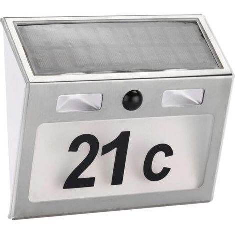 Numéro de maison à LED argenté à énergie solaire, éclairage intelligent à capteur (1/3)