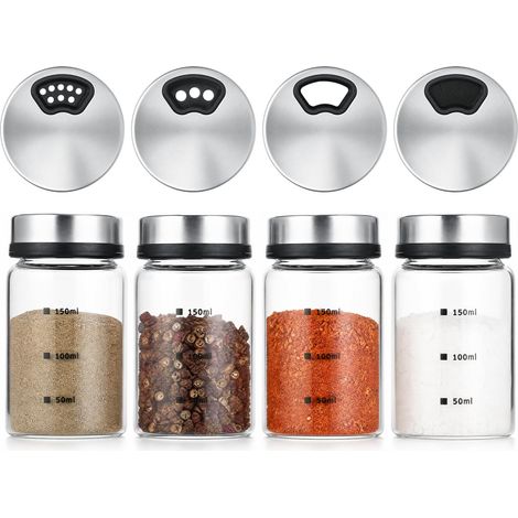 Salières et Poivrières en Verre 4x150ml avec échelle (1/5)