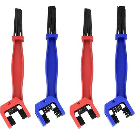 4 Pièces Brosse Chaine Moto, Brosse Nettoyer Velo, Vélo de Montagne et Brosse de Nettoyage pour Chaîne pour Scooter, Vélo, Graisse Chaine Moto(Rouge, Bleu) (1/5)