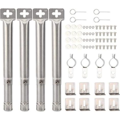 Ensemble de 4 Tubes de Brûleur en Acier Inoxydable pour Barbecue à Gaz - Réglable de 12" à 17,5 (1/4)