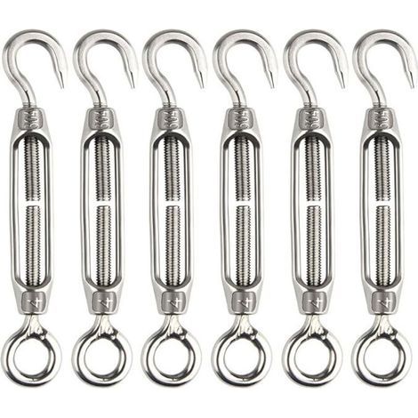 Lntyq 6 Pcs Tendeur De Fil Tendeur M4 En Acier Inoxydable Réglable Crochet De Ridoir Et Oeil Ensemble Heavy Duty (1/5)