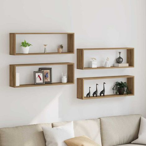 Wandregale mit Regal 4 pcs Kunsthandwerk Eiche 80 x 15 x 26 cm