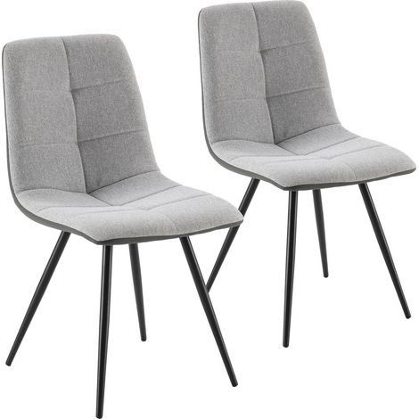 Stuhl-set 2 Prada, grauer Stoff und Kunstleder