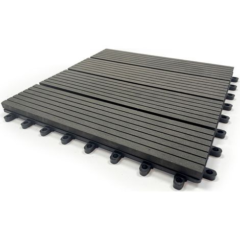 Kit mattonelle da giardino grigie in WPC 30x30x2 cm