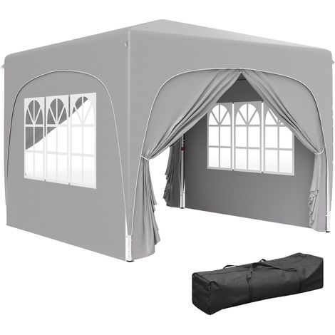 Tonnelle de jardin pliante 3 x 3 m avec hauteur réglable, protection UPF 50+ et sac de transport, gris clair (1/5)