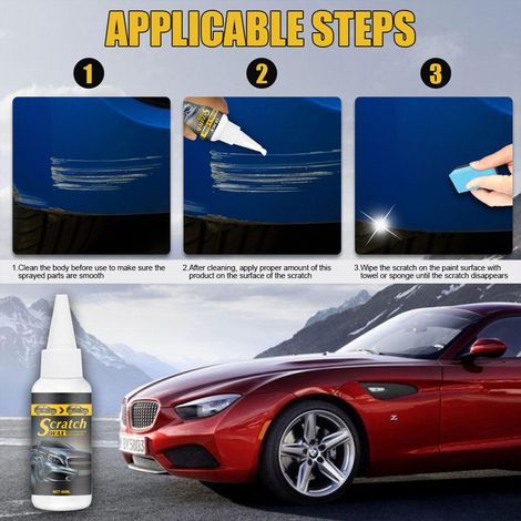 Kit de réparation des rayures de voiture avec crème anti-rayures (30 ml/50 ml) et éponge. (1/3)