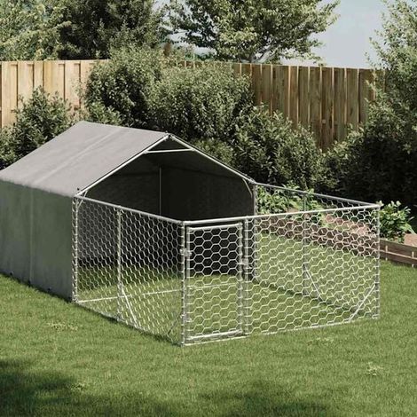 Enclos/cage extérieure pour chien en acier galvanisé 4 x 2 x 1,5 mètres