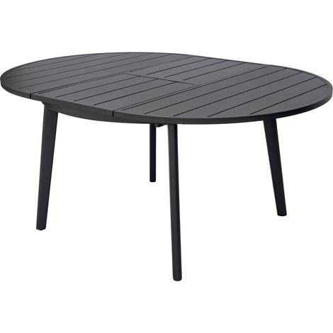 Tavolo da giardino rotondo in alluminio antracite, allungabile da 120 a 170 cm (1/5)