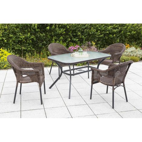 Ravenna Set 5tlg 4 Sessel Tisch 150x85cm Alu/Kunststoff