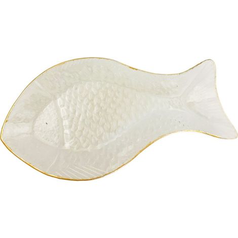 Coupe en Verre en Forme de Poisson Plat de Présentation Doré pour Apéritif 37 x 21 cm - PANGIVO (1/4)