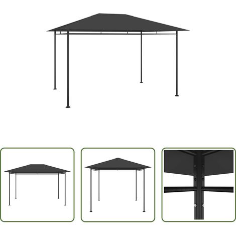 vidaXL Tente extérieur - Belvédère 384x281x270 cm Anthracite 180 g/m² (1/5)
