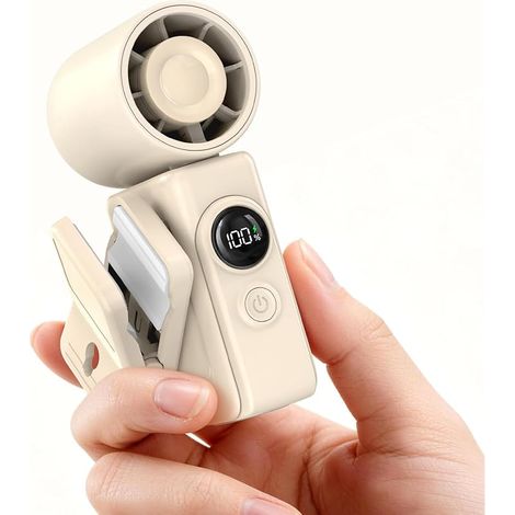 Mini Ventilateur Portable à Main, Ventilateur Clip (Beige) (1/5)
