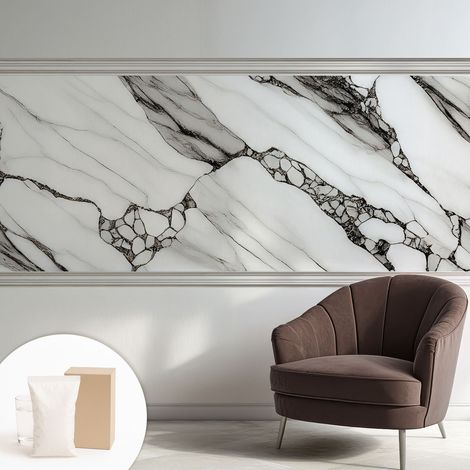 Papier peint intissé avec imprimé pour décoration intérieure pour rénovation a motif - Colle incluse gratuite Motif en pierre 250x104 cm (1/5)