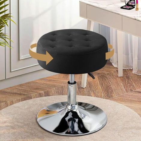 Tabouret de coiffeuse, tabouret de maquillage, tabouret pivotant réglable en hauteur, tabouret de bar rond rembourré en velours pour chambre, salon, salle à manger, noir