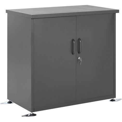 Garden Cabinet Graphite Grey Galvanised Steel Powder Coated 93 x 53 x 88 cm Garage Storage Indoor Outdoor Industrial DORGALI (1/5)
