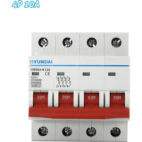 Interruptor automático magnetotérmico 4P 10A HYUNDAI