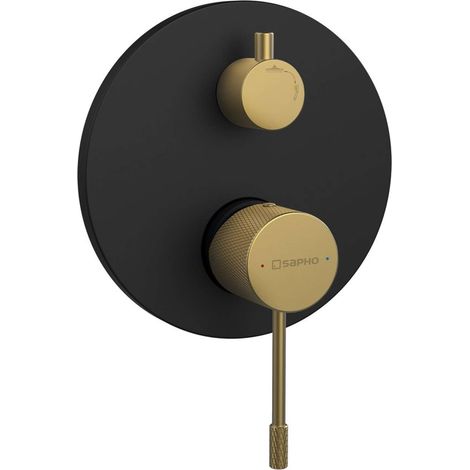 Sapho Solaris - Unterputzarmatur, für 2 Verbraucher, mit Einbaukörper, schwarz matt/gold matt WD042G (1/2)