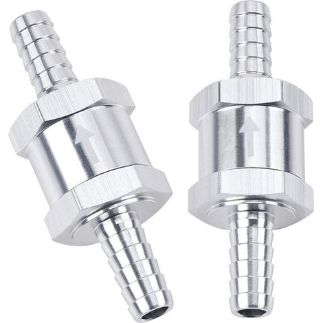 Lot de 2 clapets anti-retour unidirectionnels pour conduite de carburant, 3/8 ", 10mm, anti-retour, Diesel, aluminium, argent (1/4)