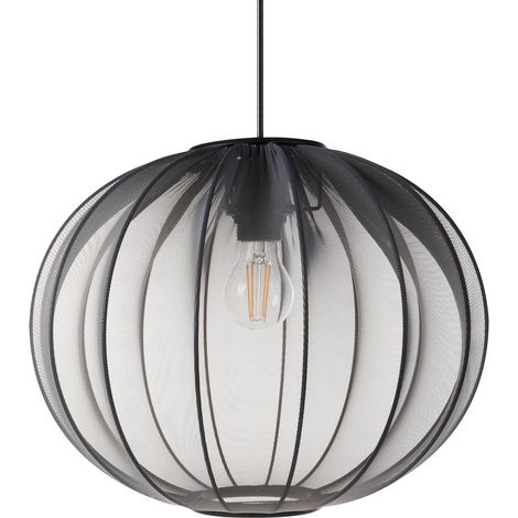 Lampada a sospensione di design moderno Plafoniera in nylon sintetico Paralume nero Marieta