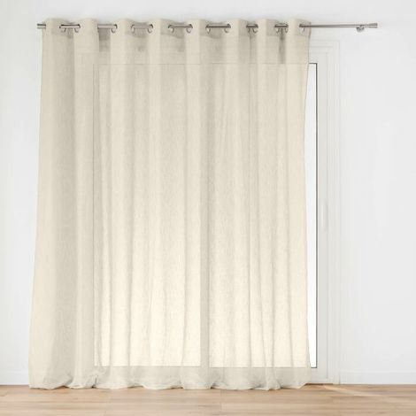 Douceur D'Intérieur – Voilage à œillets 300 x 240 cm – Voile tissé effet lin – Installation simple avec œillets métalliques – Style naturel et épuré (1/5)