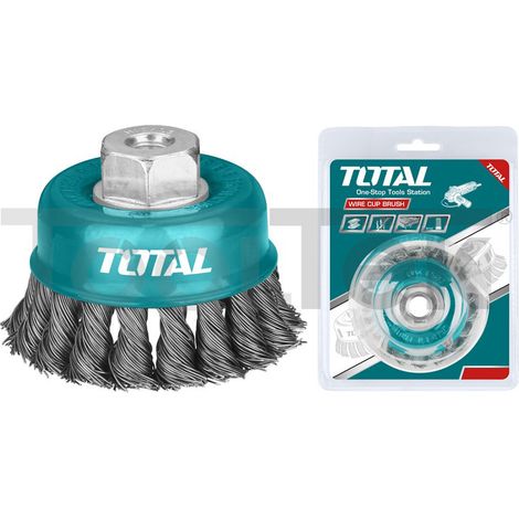 SPAZZOLA A TAZZA FLEX SMERIGLAITRICE ACCIAIO 100mm ATTACCO M14 TOTAL