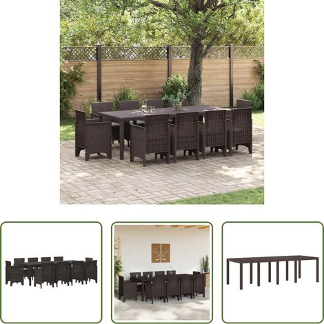 Garten Tisch - Garten Essgruppe 11 pcs Braun Polypropylen (1/5)