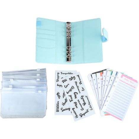 Carnet A6 avec couverture PU, poche transparente pour cartes, fermoir magnétique, reliure à 6 anneaux, organiseur de budget et argent (1/5)