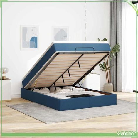 Cadre de lit ottoman avec matelas - 3311112 - Bleu - 140x190 cm - Rangement hydraulique (1/5)