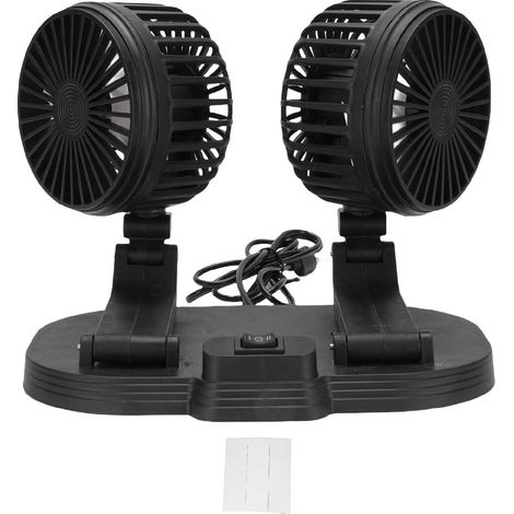 DC 5V USB ventilateur de refroidissement de voiture 2 vitesses vent silencieux 360 degrés rotatif Portable double tête bureau pour SUV RV camion noir (1/5)